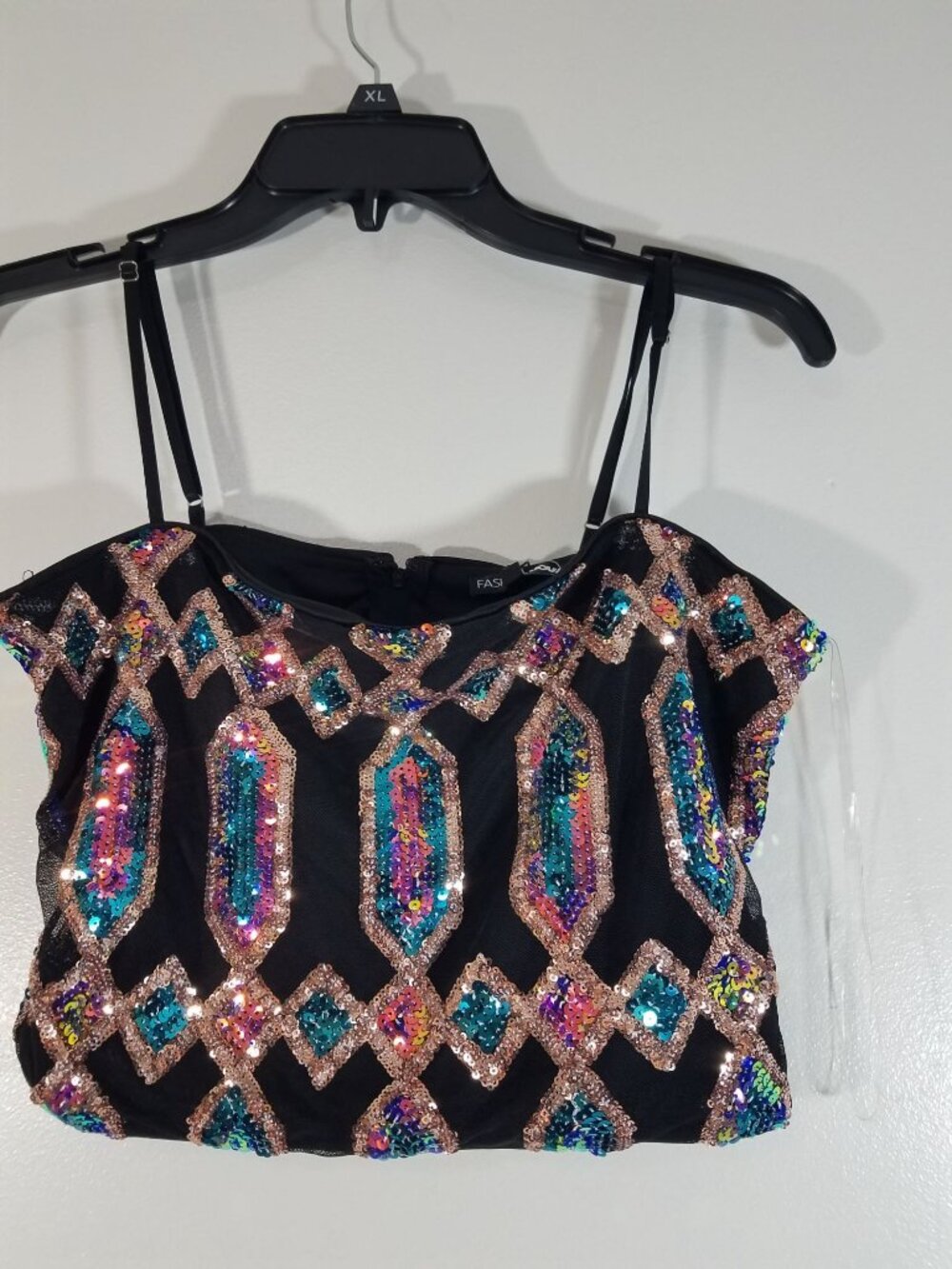 Fashion Nova Just Your Fairytale Black Sequin Matching Pant Set LARGE New - Picture 4 of 11